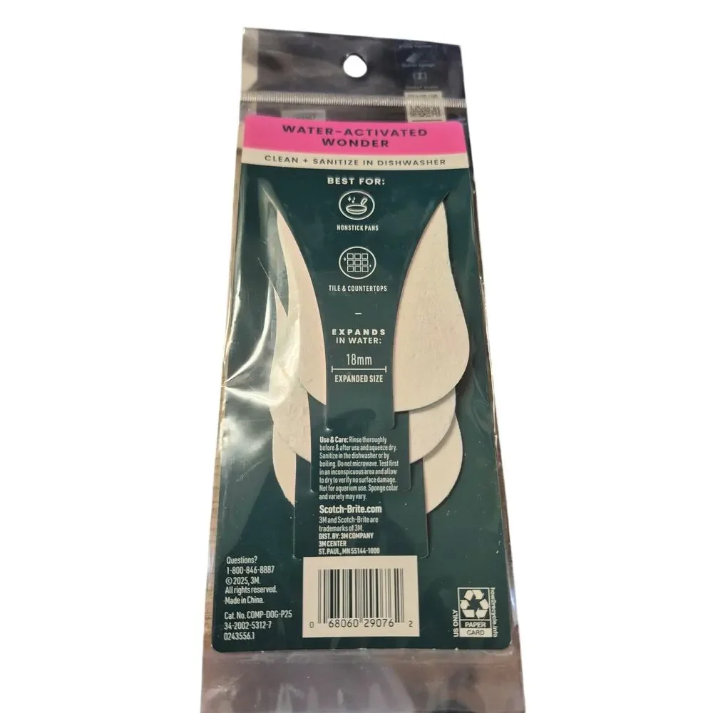 Scotch Brite 3 Expanding Sponges Dishwasher Safe Pop Up Sponge Expand Water s5